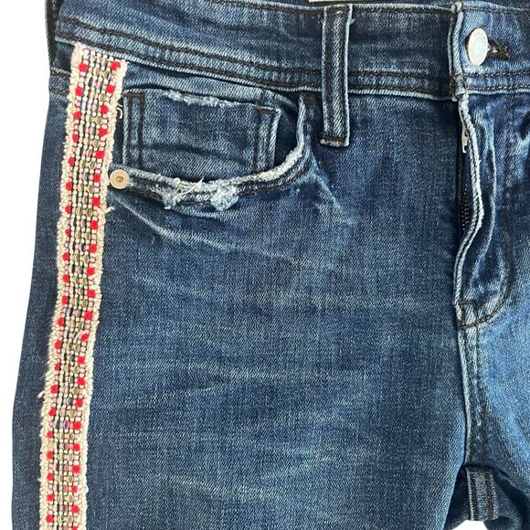 Pilcro Slim Boyfriend Crop Jeans Size 26 Embroidered Side Stripe Anthropologie - Picture 6 of 14